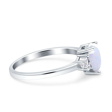 Teardrop Pear Shape Wedding Engagement Ring Lab Created White Opal 925 Sterling Silver